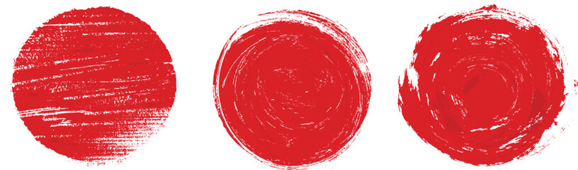 Wall Mural - Red circles. Red circle in grunge style on white background. Japanese flag symbol of rising sun. 