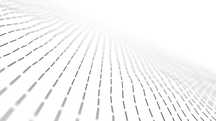 Wall Mural - wave of particles on a white background. abstract interlaced lines and dots. digital connection of e