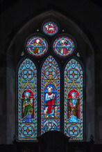 Colourful Stained Glass Windows Of Martin All Saints Church, Rockbourne, Near Salisbury, Wiltshire, UK; Rockbourne, Wiltshire, England