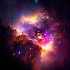 Wall Mural - star nebula in the deep sky at night. beautiful universe and galaxies. generative ai art