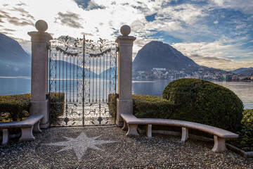 Park Cioni and  view on lake Lugano in