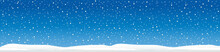 Hello Blue Winter Landscape. Snowy Symbol. Vector Snowdrifts, Falling Snowflake. Merry Christmas And Happy New Year, Xmas Time. Shining Snowfall Or Snowball Balls.  Let It Snow, Holiday Idea.