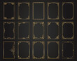 © MONIR - Luxury decorative golden frames. Retro ornamental frame, vintage rectangle ornaments and ornate border. Decorative wedding frames, antique museum image borders. Isolated vector icons set