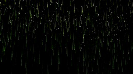 Digital rain matrix. Binary code processing on screen background loop Alpha Channel. Data rendering of a scientific technology data binary code. Concept of science, matrix background. 3D animation