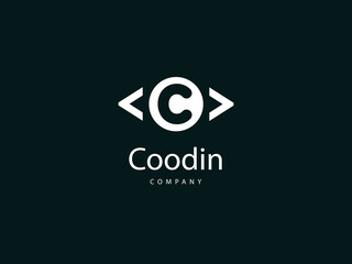 C letter logo design, C type logo with coding concept, creative and unique letter C logo design template