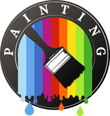 Wall Mural - Paint brush and colored paint. Symbol for the painter