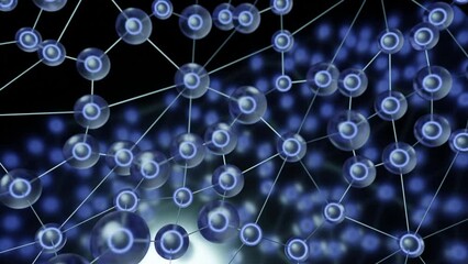Wall Mural - molecular networks in virtual space. design. 3d molecules with nucleus in biological compounds. netw