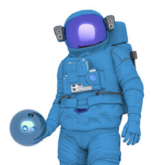 Wall Mural - astronaut is holding a golden bowling ball trophy