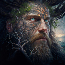 Symbolic Portrait Of A Druidic Man