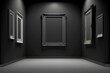 © TK - Black Room with frames, blank frames, gallery | Generative AI