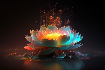 Wall Mural - rainbow lotus art