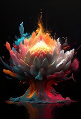 Wall Mural - rainbow lotus art