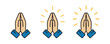 © Menthol - Pray icon set. Folded color hands symbol. Simple flat design.