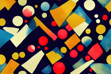 Wall Mural - Seamless modern art backdrop. Square abstract grunge patterns. Blue textured rectangles and squares, hand-drawn in watercolor. Fabric, wallpaper, or gift wrap with a watercolor print. Generative AI