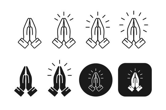 Wall Mural -  - Pray icon set. Folded hands symbol for web, app. Simple line design.