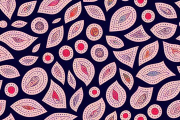 Wall Mural - Fabrics with bright, ethnic prints like paisley and ikat Generative AI