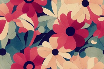 Wall Mural - Flower Printing Abstract for Clothing Generative AI