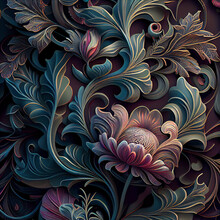 Detailed Image Of Colourful Flowers On The Dark Background Design Pattern
