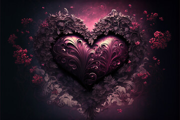 Wall Mural - valentine background with heart,  Generative AI