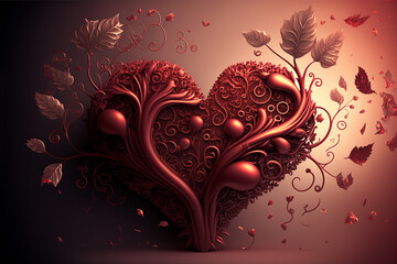 Wall Mural - valentine background with heart,  Generative AI