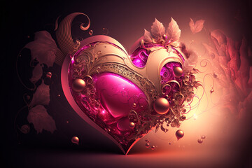 Wall Mural - valentine background with heart,  Generative AI