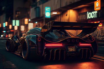 cyberpunk car in city