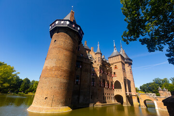 Wall Mural - Impressive summer view of ancient Castle De Haar, the largest castle in Netherlands