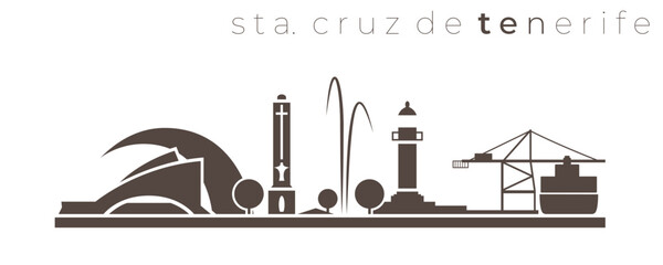 Wall Mural - Santa Cruz Tenerife Simple Monochrome Stylish Skyline