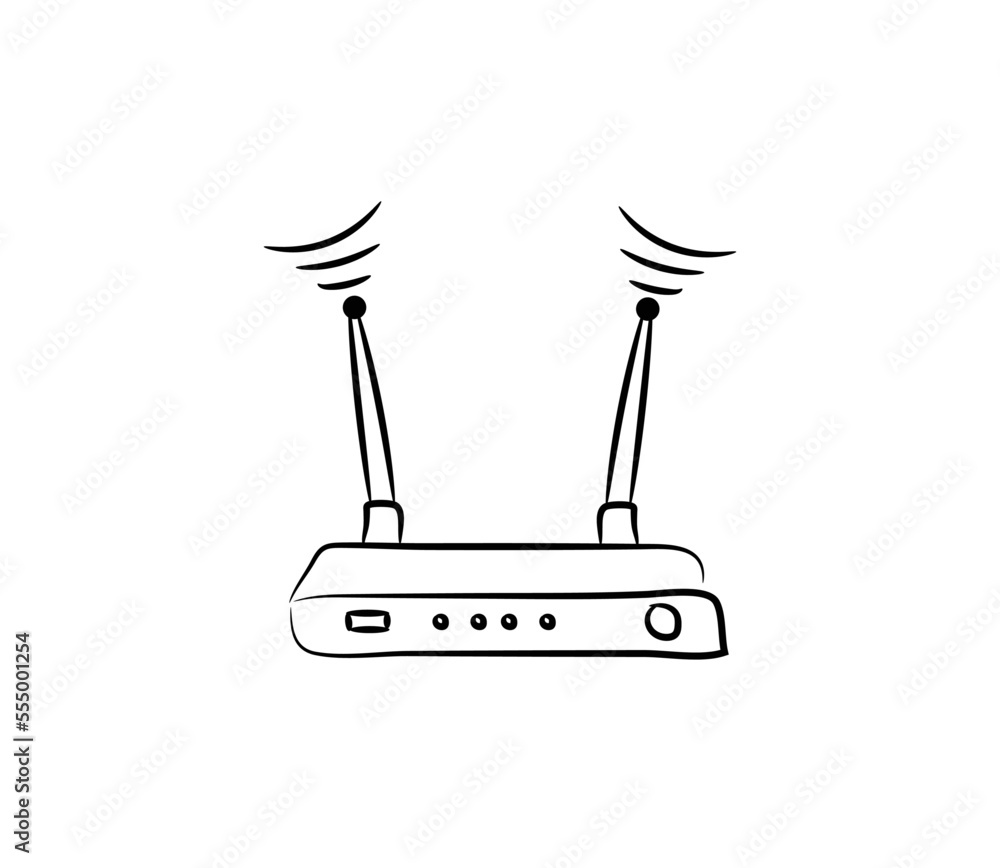 Drawn Router Wifi router modem doodle, a hand drawn vector doodle of a wifi internet ...