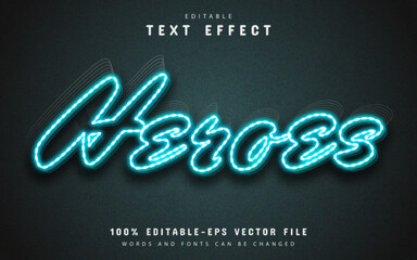 Poster - Heroes blue neon style text effect