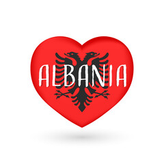  Heart symbol, flag of Albania, vector illustration