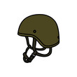 © chernous - military helmet doodle icon, vector color line illustration