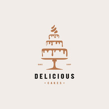 Cake Wedding Icon, Delicious Cake Icon For Bakery Shop Logo Design 2