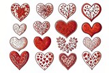 Fototapeta  - Illustration of Valentine's Day Love Heart Doodles