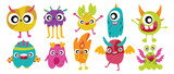 Fototapeta Fototapety na ścianę do pokoju dziecięcego - Cute and Kawaii monster kids icon set. Collection of cute cartoon monster in different playful characters. Funny devil, alien, demon and creature flat vector design for comic, education, presentation.