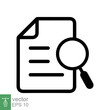 © Ysclips - Case study icon. Simple outline style. Magnifying document, research, report, paper with find glass, search concept. Line vector illustration isolated on white background. EPS 10.