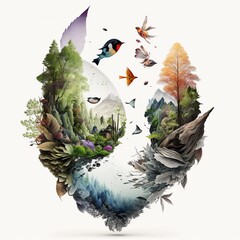 Wall Mural - Harmony with nature illustration made with Generative AI