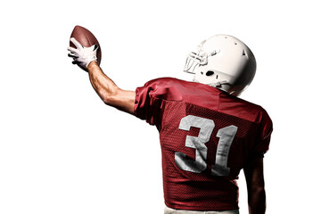 Canvas Print - Football Player with a  Red uniform on a transparent background. PNG file.