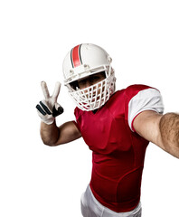 Canvas Print - Football Player with a  Red uniform on a transparent background. PNG file.