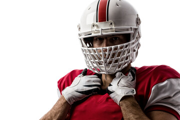 Canvas Print - Football Player with a  Red uniform on a transparent background. PNG file.