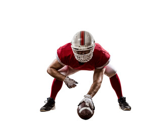 Canvas Print - Football Player with a  Red uniform on a transparent background. PNG file.