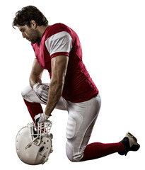 Canvas Print - Football Player with a  Red uniform on a transparent background. PNG file.