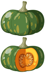 Wall Mural - Pumpkin cut vector on white background