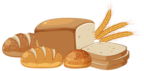 Wall Mural - Group of different breads