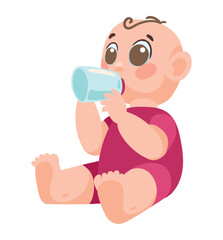 Sticker - little baby drinking milk