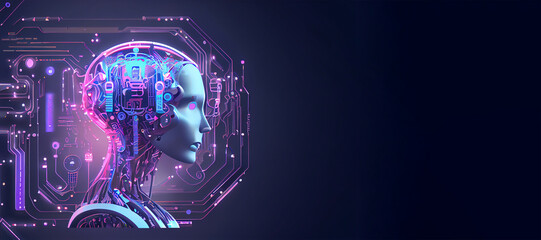 AI artificial intelligence and metaverse background banner showing AI technology generative ai