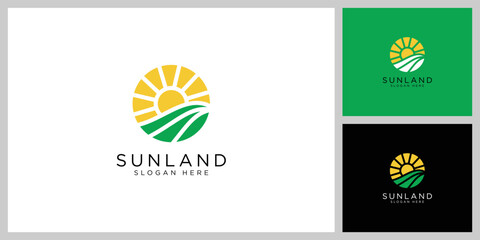 Wall Mural - landscape sun logo vector design