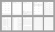 Planner schedule. Time organization and management printable timetable vector templates. Year and month calendar blank schedules, education, work or exercises weekly or daily planners with To Do list