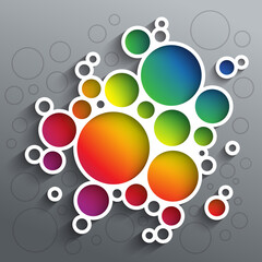 Poster - Infographics white meatball diagram with colorful circles and shadow on grey background