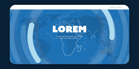 Wall Mural - web design elements - dark blue header or banner design with world map - modern style multi purpose 